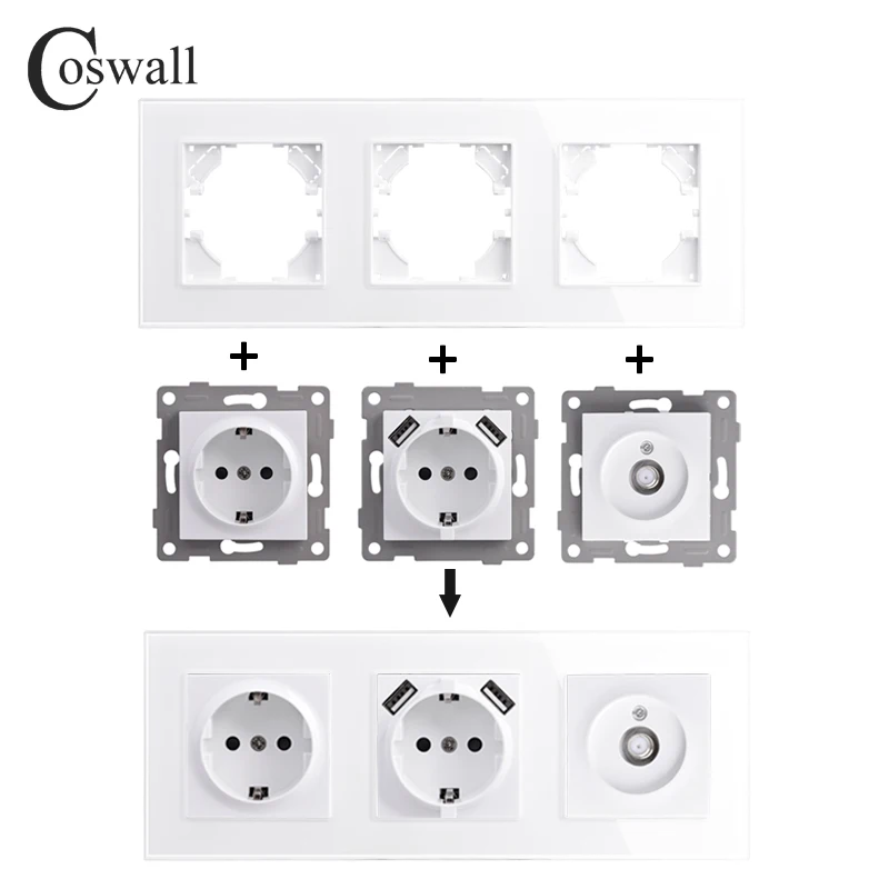 Coswall H Serie Blanco Paneel Blinde Deksel Met 8Mm Diameter Gat Voor Verzamelen Uitgaande Draad Wit Zwart Module