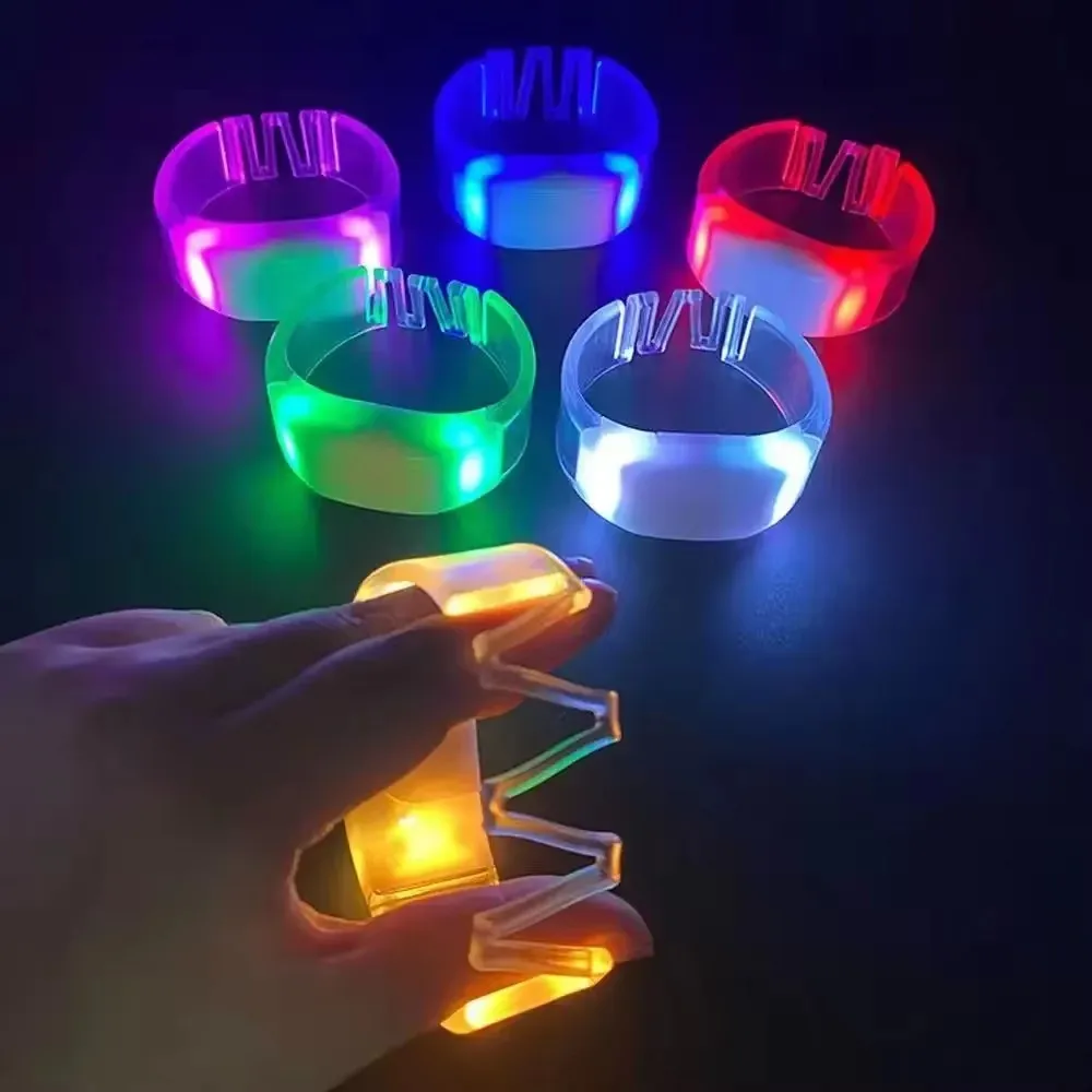 6pcs LED Glow Bracelets Light Up Flashing Bangle Wristbands Glow in The Dark Party Supplies For Concert Party Carnival Gifts