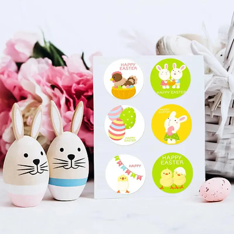 귀여운 부활절 롤 스티커, 귀여운 접착 라벨, 부활절 장식 파티 용품, 밝은 휴일 만화 데칼, 스크랩북용