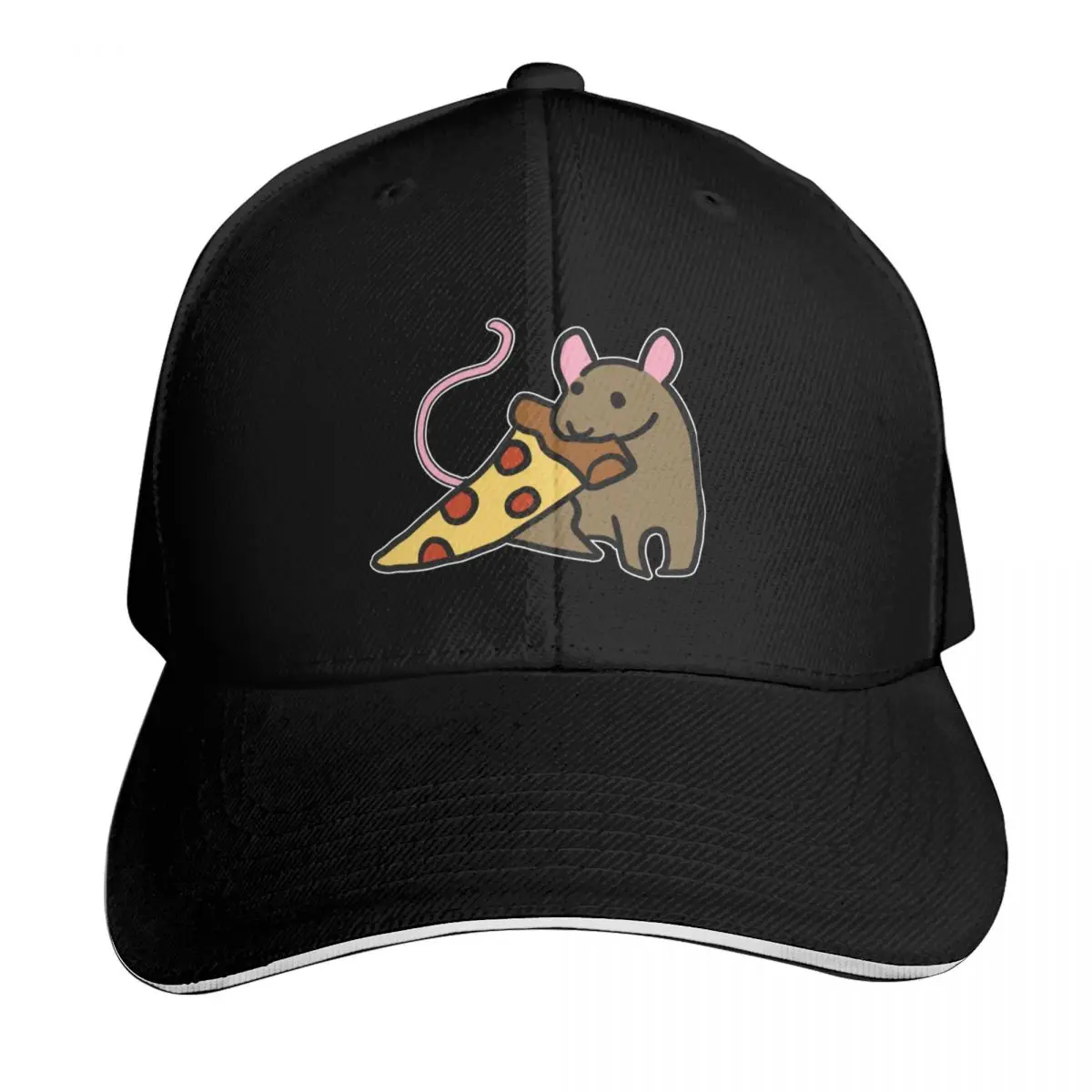 Pizza Rat Baseball Cap Streetwear Hip Hop Trendy Vintage Retro Embroidered Lightweight Packable