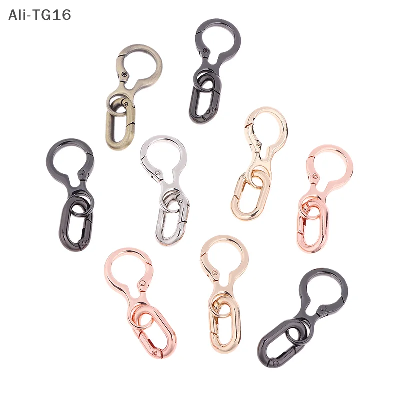 1/3 pçs clipes de fecho giratório de abertura dupla ganchos de pressão de mola de metal com chaveiro para chaveiros diy acessórios de artesanato