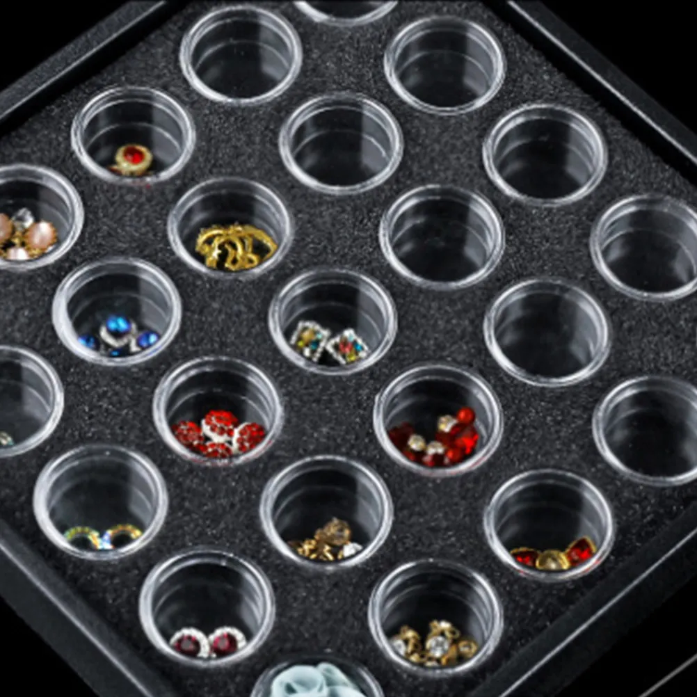 

1 шт. Коробка для хранения маникюрных принадлежностей и украшений на 25 ячеек, премиум-класса, прочная, легкая, настольный органайзер для страз, бриллиантов, бусин, для нейл-арта