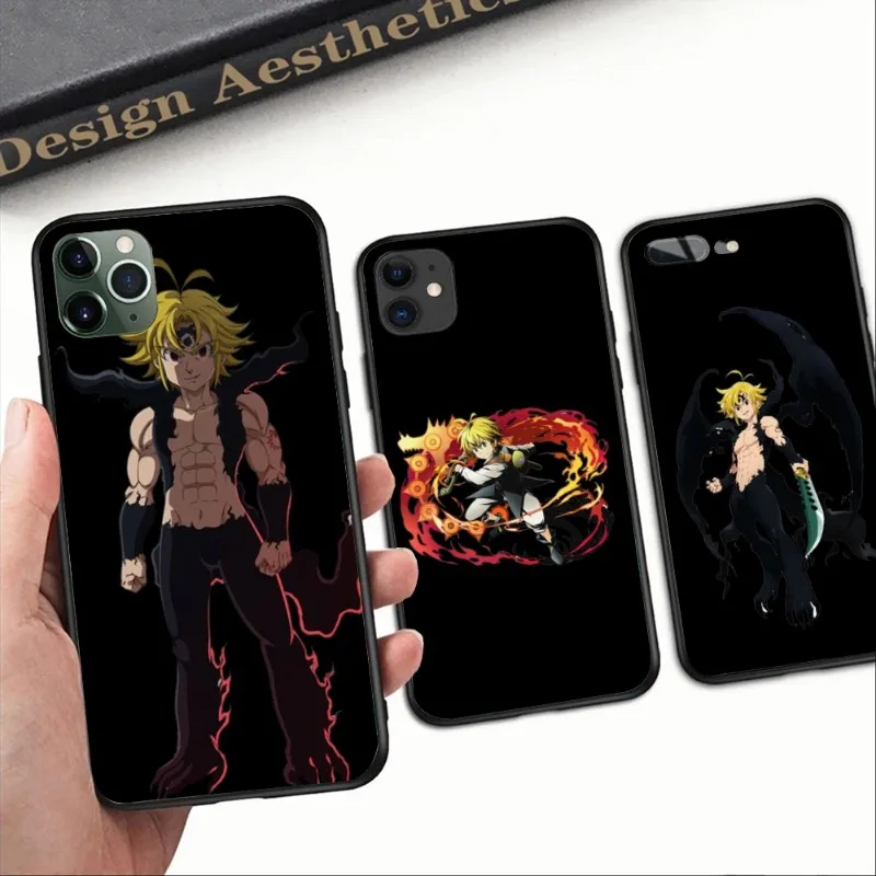 Meliodas Anime Phone Case For IPhone 14 13 12 11 XS X 8 7 6 Plus Mini Pro Max SE 2022 Soft Black Cover