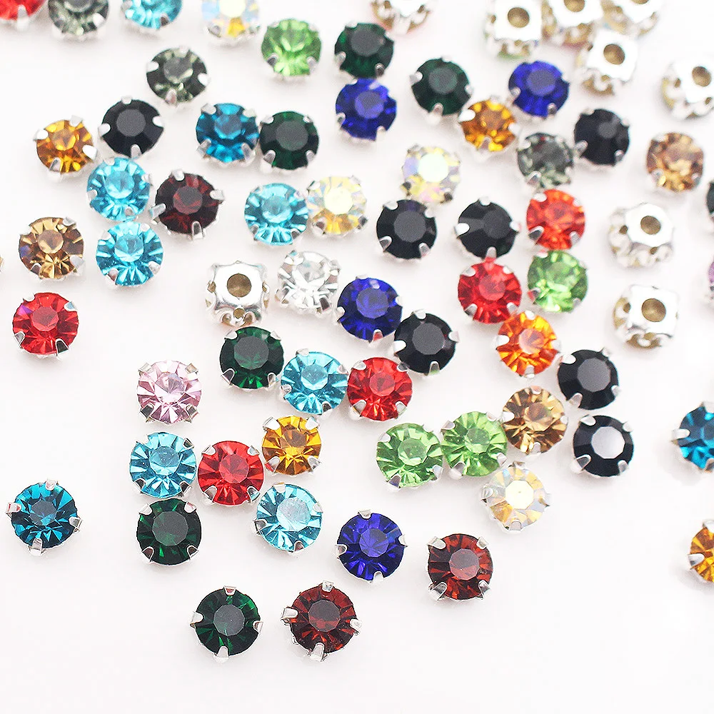 3mm-8mm Claw Sew On Rhinestones Crystal Strass Stones and Crystals Sewing Rhinestones Fabric Needlework Rhinestones Glass Beads