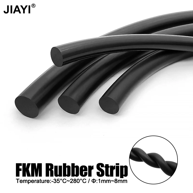 Black FKM Sealing Strips Fluorine Rubber Round Solid Rope Rubber Gasket Not Foaming Diameter 1.8mm/2/2.5/3/3.5/4/5/6mm 2/5Meter