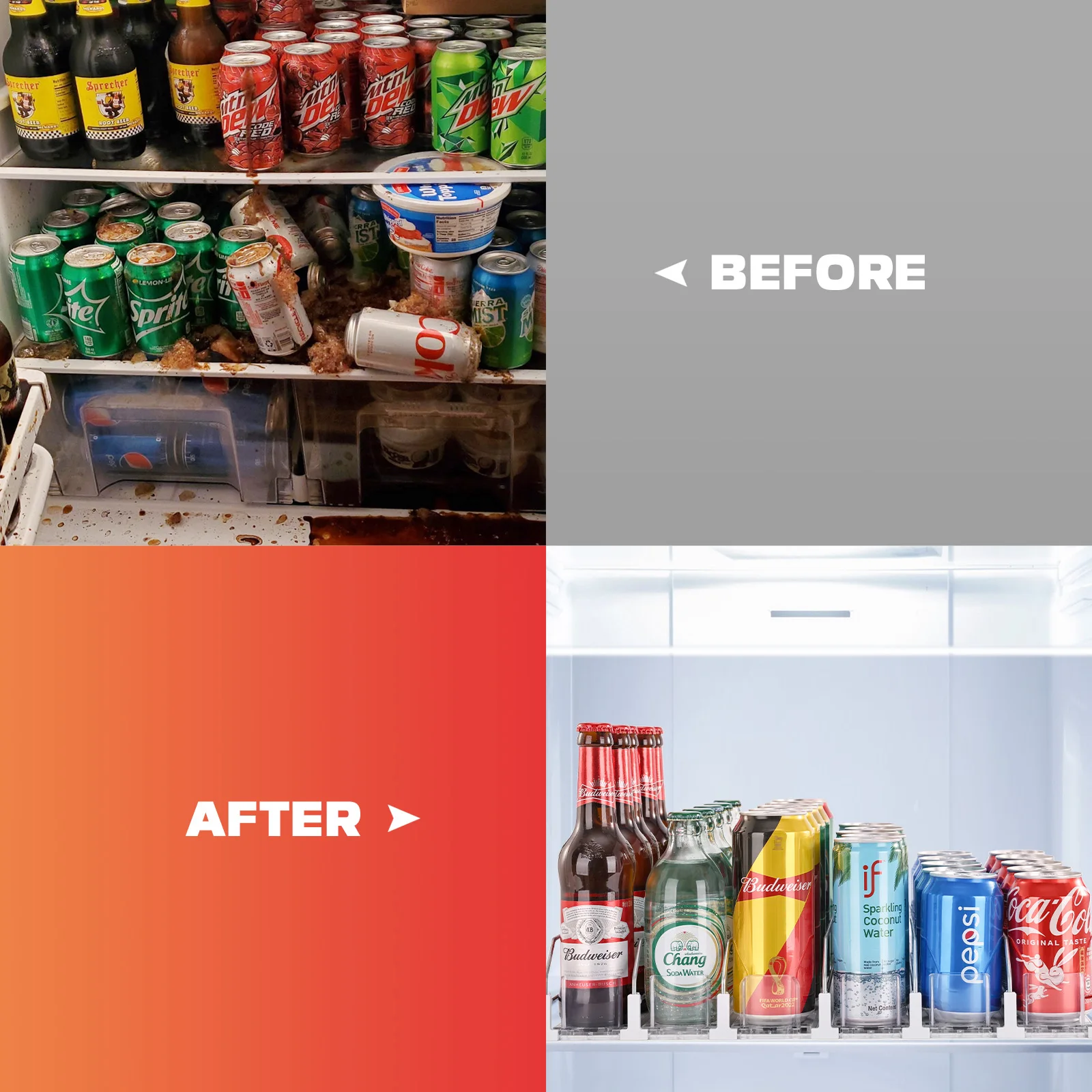 التلقائي المتداول الثلاجة المنظم صناديق الصودا يمكن موزع لزجاجة المشروبات حامل مخزن المطبخ تخزين الرف #6