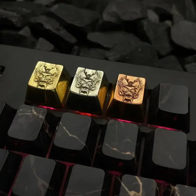 Dragon Totem Brass Artisan Keycaps Custom Retro Copper Keycap Gold Aluminum Point Key Cap Mechanical Keyboard Gaming Accessories