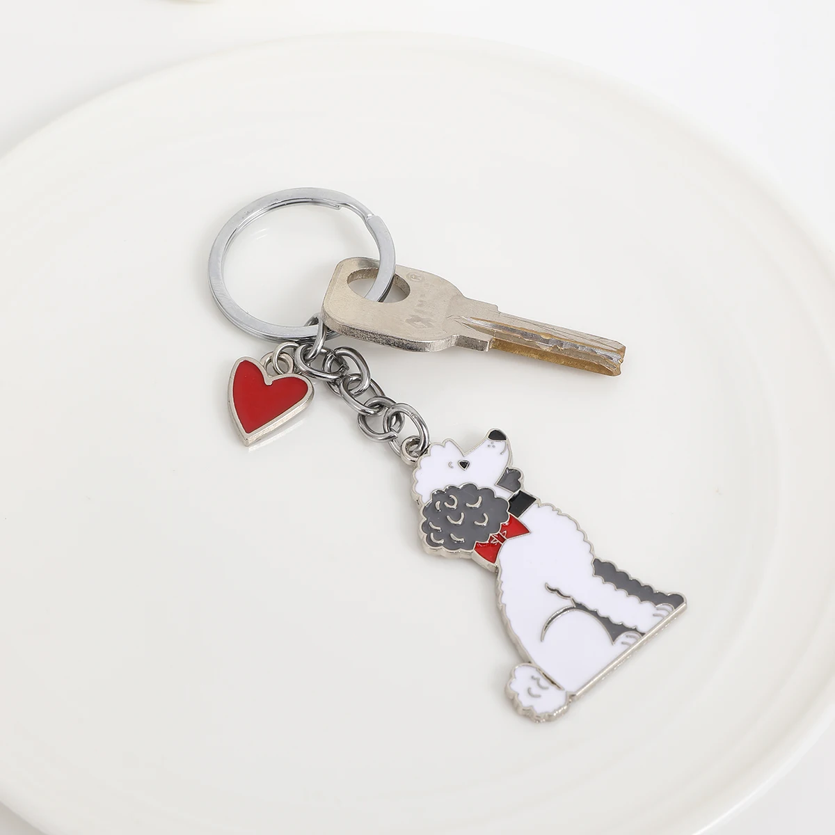 Lovely Poodle Key Chains For Women Men Girls Alloy Metal Dog Pendant Key Ring Car Keychain Bag Charm KeyRing GIFT