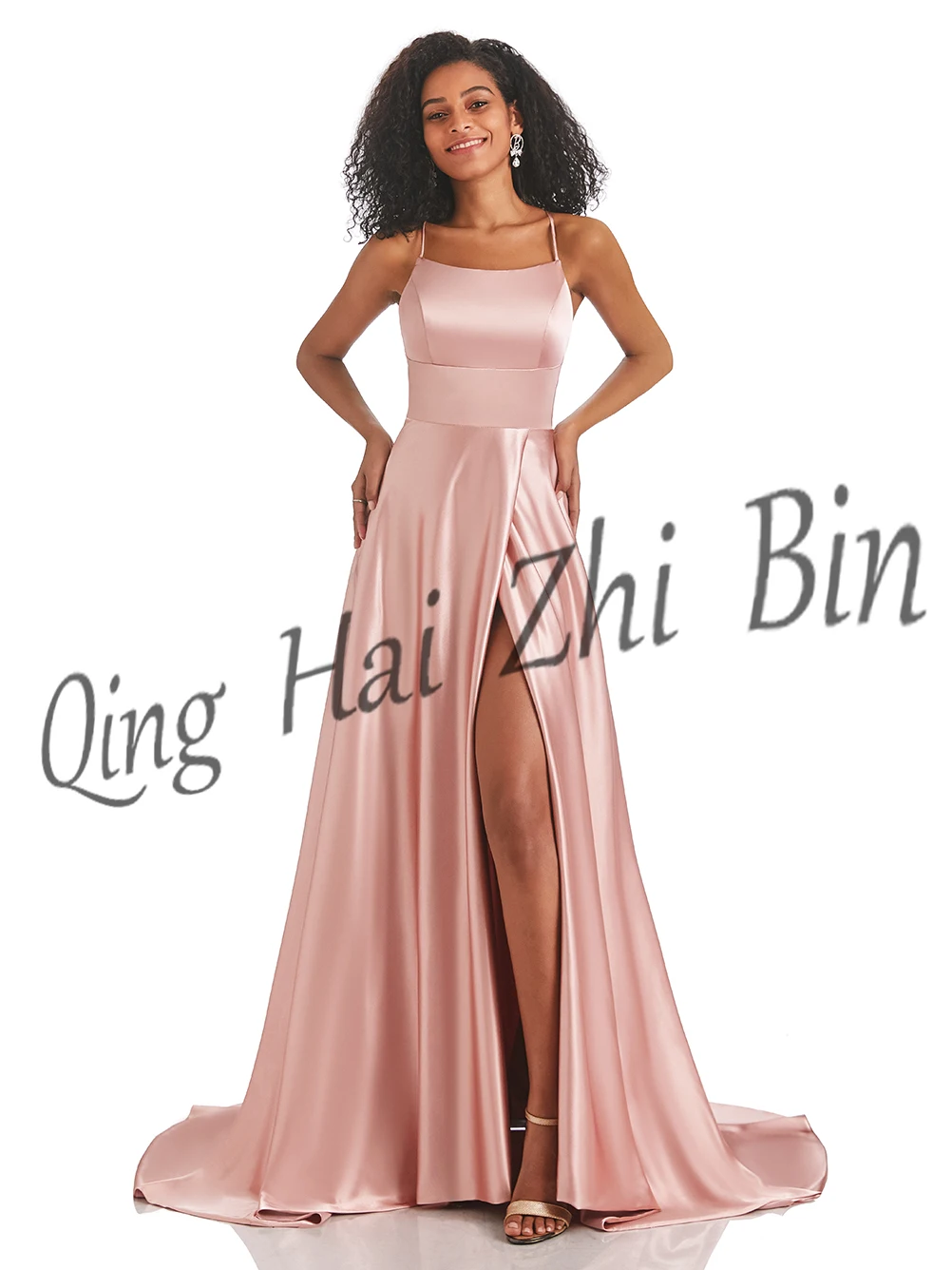 Elegant Sexy Red Slit Spaghetti Strap Birthday Party Prom Dress Evening Dresses Long Gowns