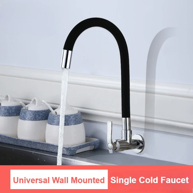 

Universal Rotation Kitchen Faucet Single Cold Water Tap Wall Mounted WashBasin Sink Faucet Household Bathroom Faucets