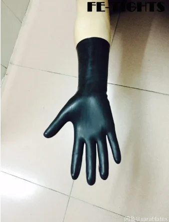 Black Unisex Latex Rubber Gloves Unisex Short Mittens Wrist Gloves Men\'s Fetish Costume Female Gloves