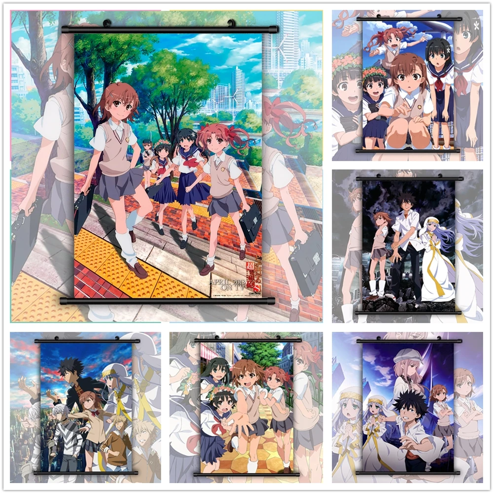 Canvas Painting Prints Pictures To Aru Majutsu No Index Misaka Mikoto Kuroko Ruiko Kazari Anime  Wall Art Baby Kids Room Decora