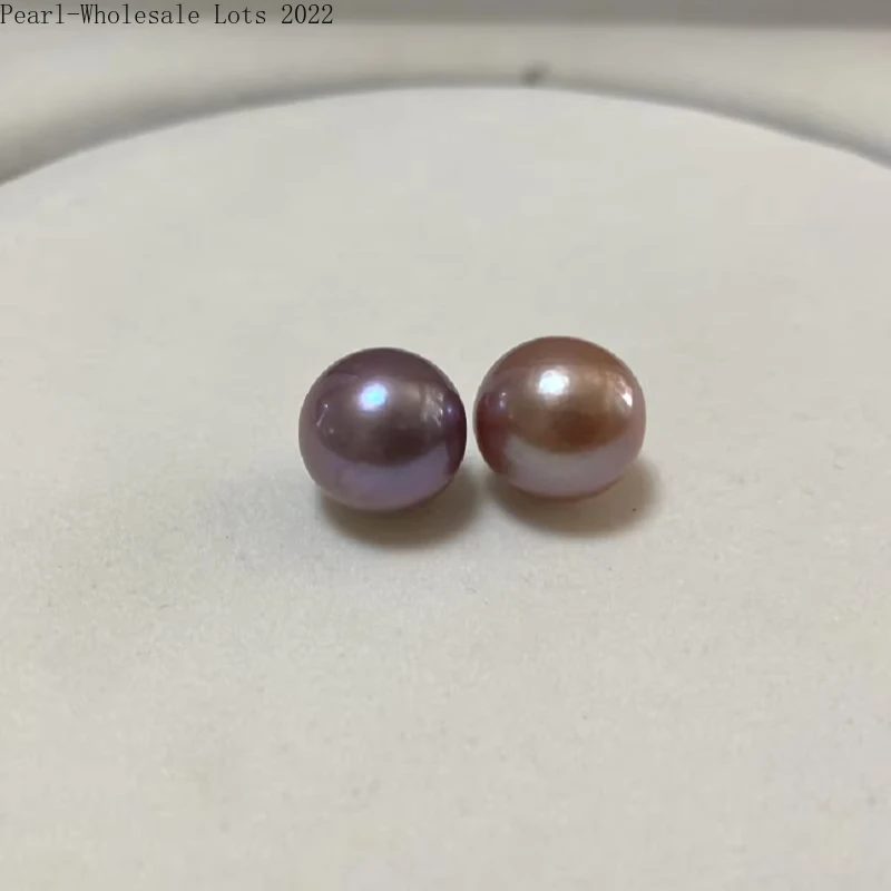 

Pair 12-13mm Natural Purple Pearls Undrilled DIY Jewelry for Pendant Earrings Ring
