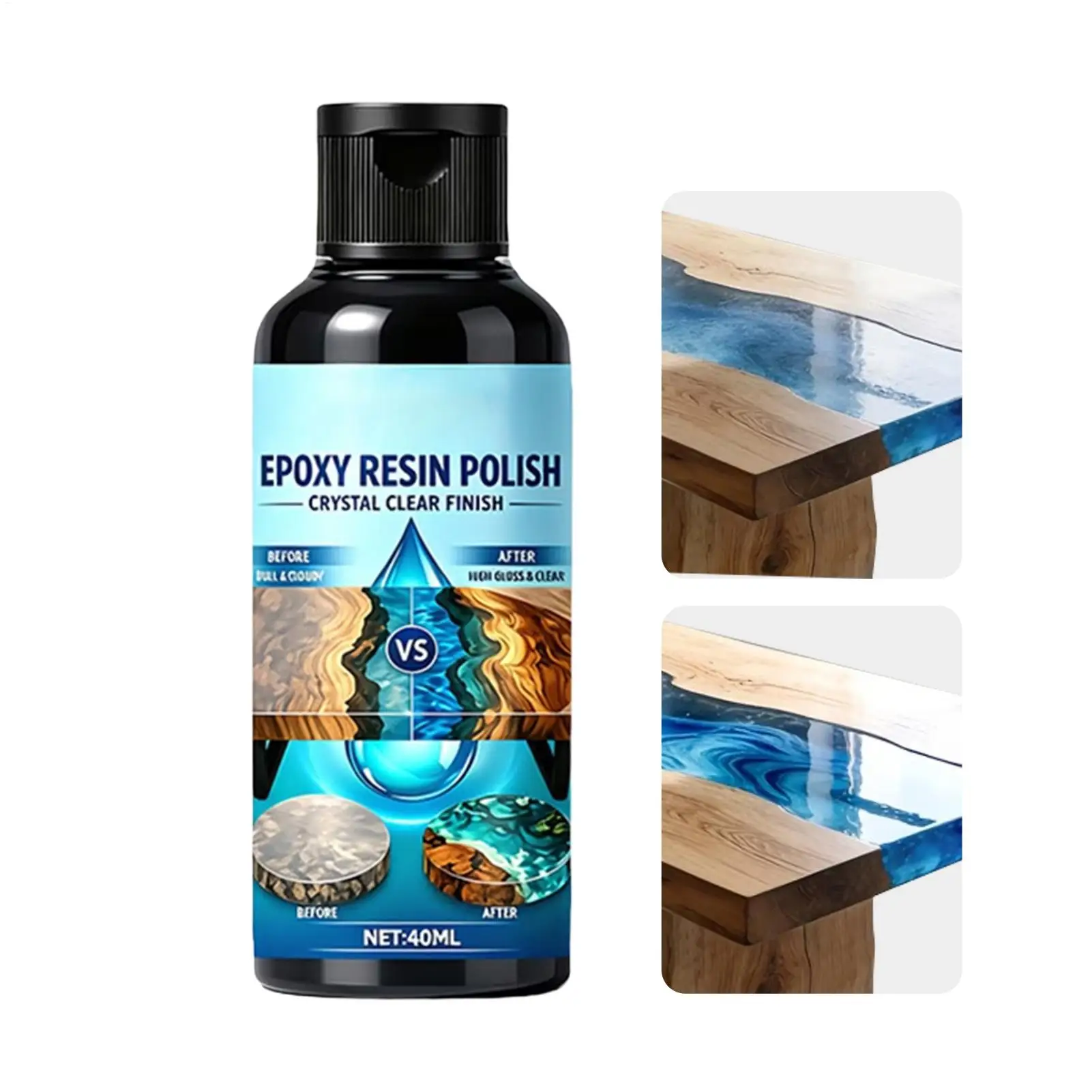 Resin Polishing Compound with Sponge Fast Long Lasting Restoration Kit Resin Scratch Removal Cleaner for Table Countertop Home