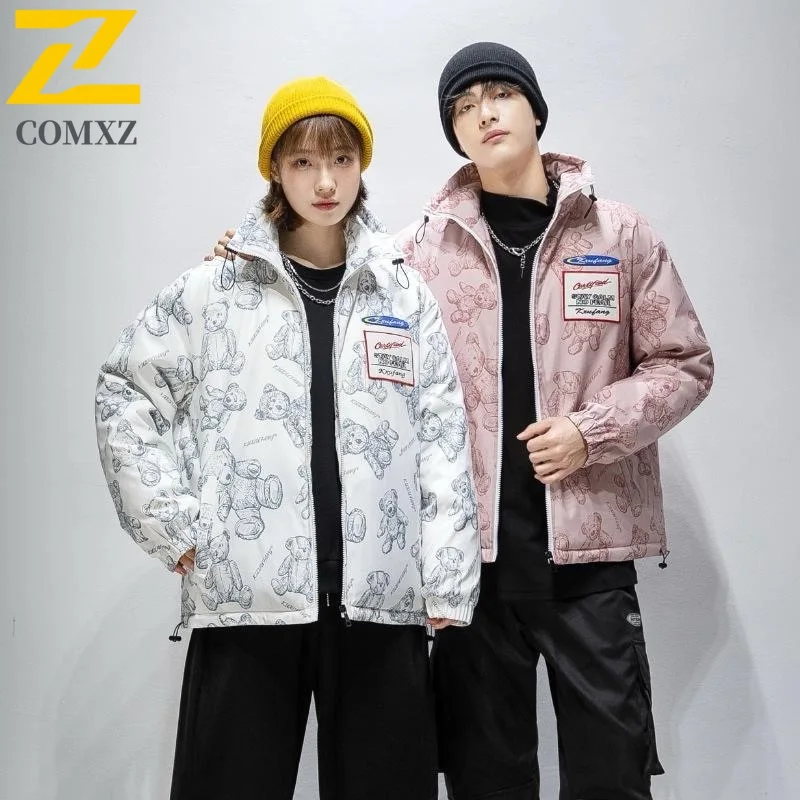 

COMXZ Мужская куртка-пуховик Модная лыжная уличная ветрозащитная теплая дорожная куртка с хлопковой подкладкой Повседневные куртки для снежного хлеба