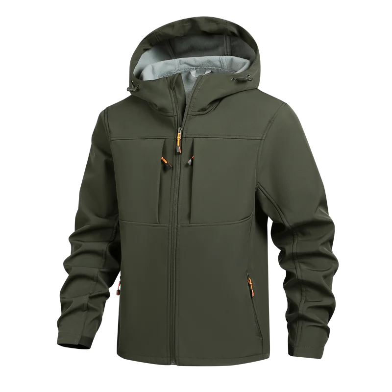 

2026 Men's Hooded Softshell Jacket Waterproof Lightweight Insulated Windbreaker Fleece Lined Rain Shell Jacket Hiking Camping