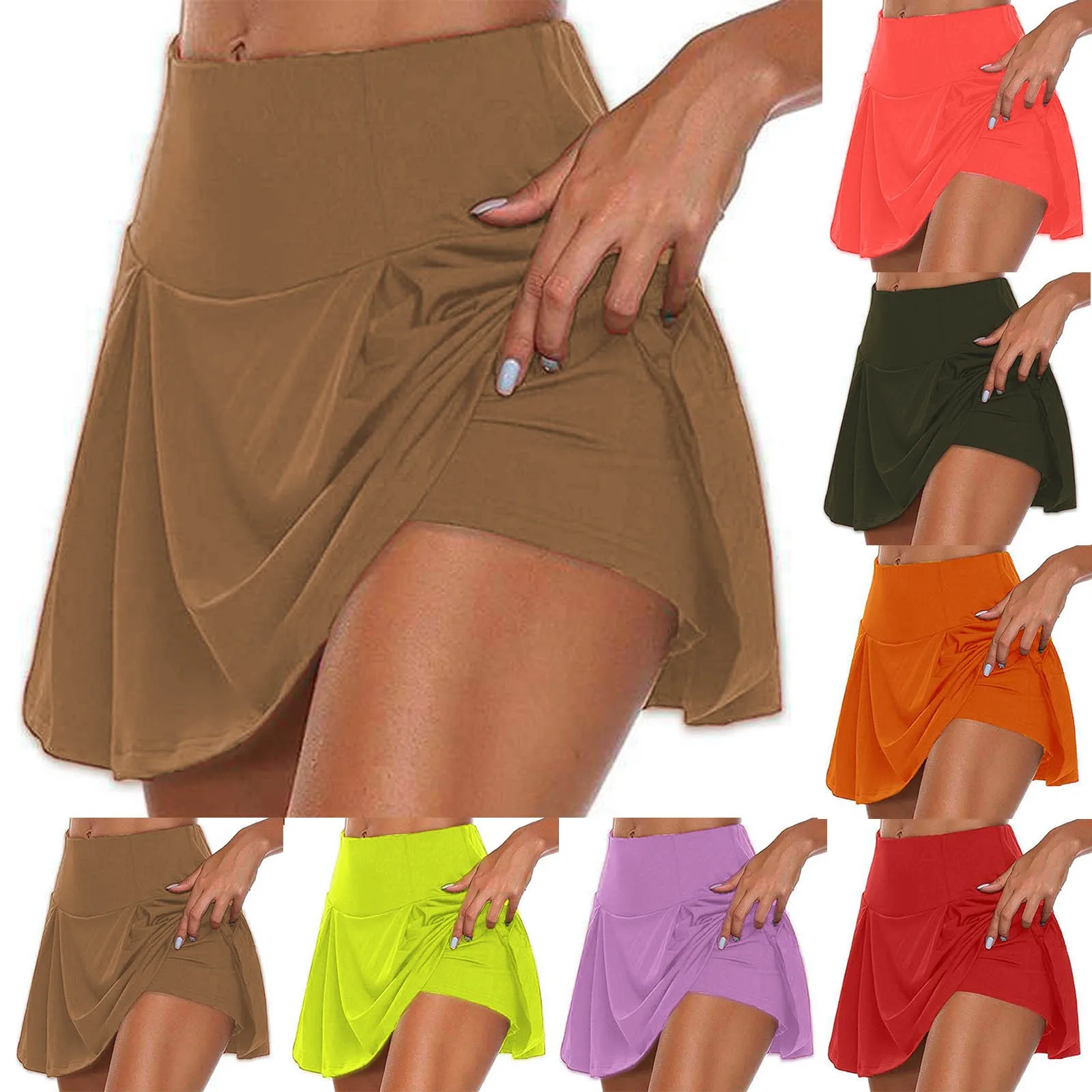 Pantalones cortos deportivos con forro activo para mujer, faldas ligeras para correr, entrenamiento, tenis, transpirables, verano, 2024