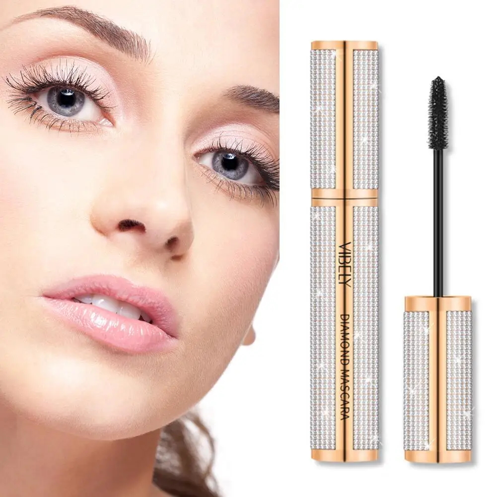 Diamond 4d Mascara Zijde Vezel Waterdichte Lange Wimper Verlenging Verlenging Dikke Zwarte Mascara Oogmake-Up Producten Cosmetica