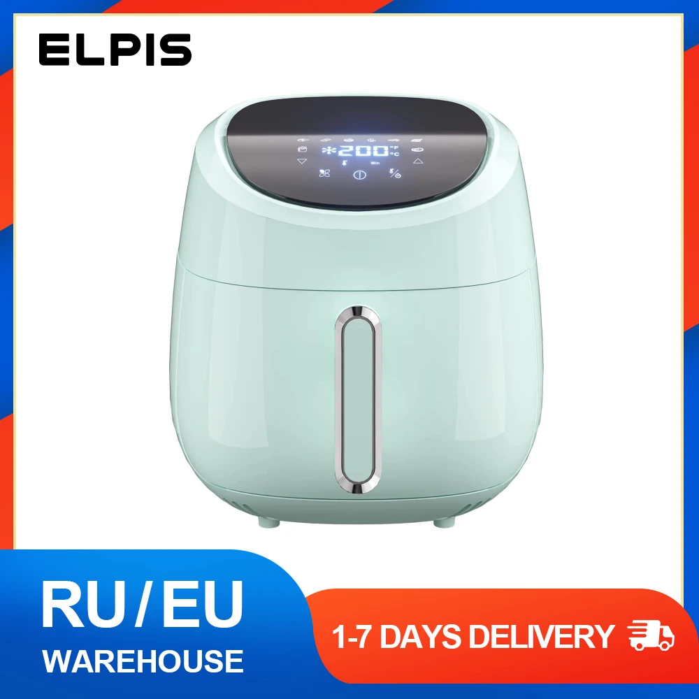 ELPIS Smart Air Fryer 4 ลิตรไม่มีน้ำมัน LCD Touch Screen Airfryer เมนูที่ตั้งไว้ล่วงหน้าเตาอบไฟฟ้าอเนกประสงค์ Fryer เครื่องทำอาหาร