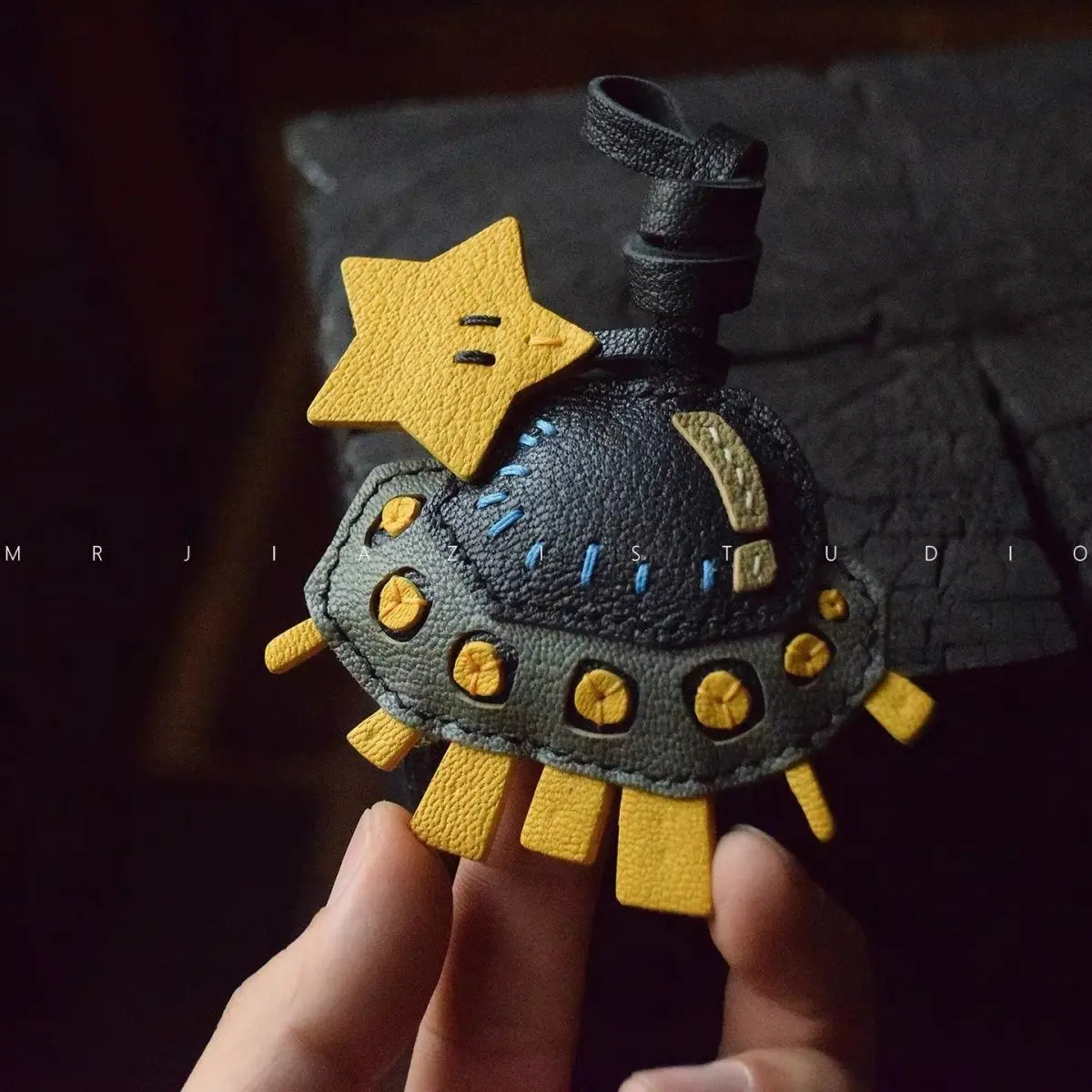 Starry Sky Dreamer Genuine Leather Handmade Bag Charm Decoration Car Keychain Simple Gift