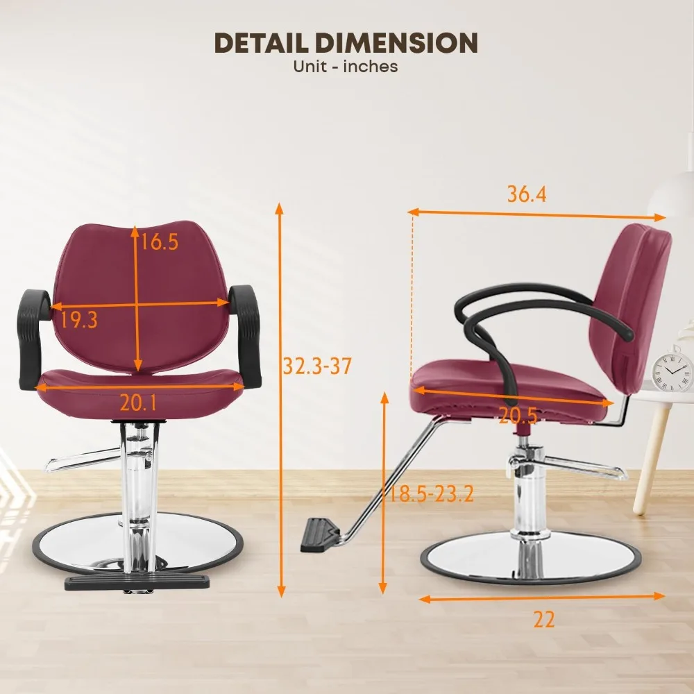 Silla de peluquero con bomba hidráulica de alta resistencia, diseño ergonómico y giratorio 360 para corte de pelo unisex, color burdeos, ideal para P