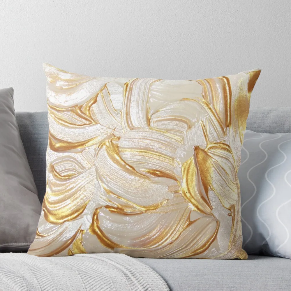 

Cream & Gold Wet Paint Throw Pillow Luxury Living Room Decorative Cushions Sofa Covers Decorative Sofa Cushions