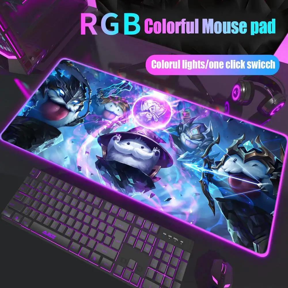 

LOL PORO Mouse Pad Gamer Rgb Desk Mat Back Light Led Mousepad Setup Gaming Accessories Deskmat Big Mousepepad Backlight