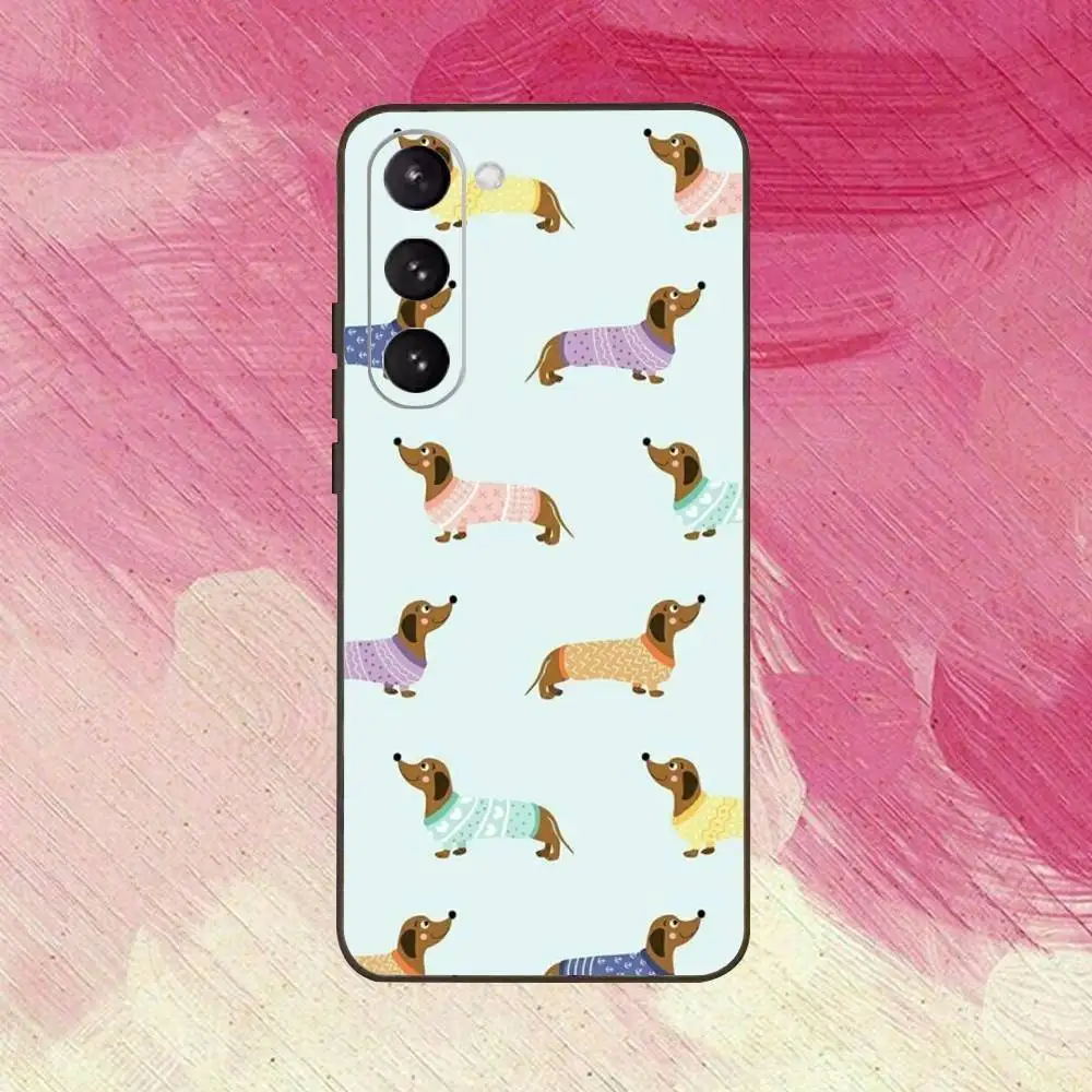 Funda de teléfono con perro salchicha y salchicha para Samsung Galaxy A73,A72,A71,A70,A53,A52,A51, otras fundas negras suaves