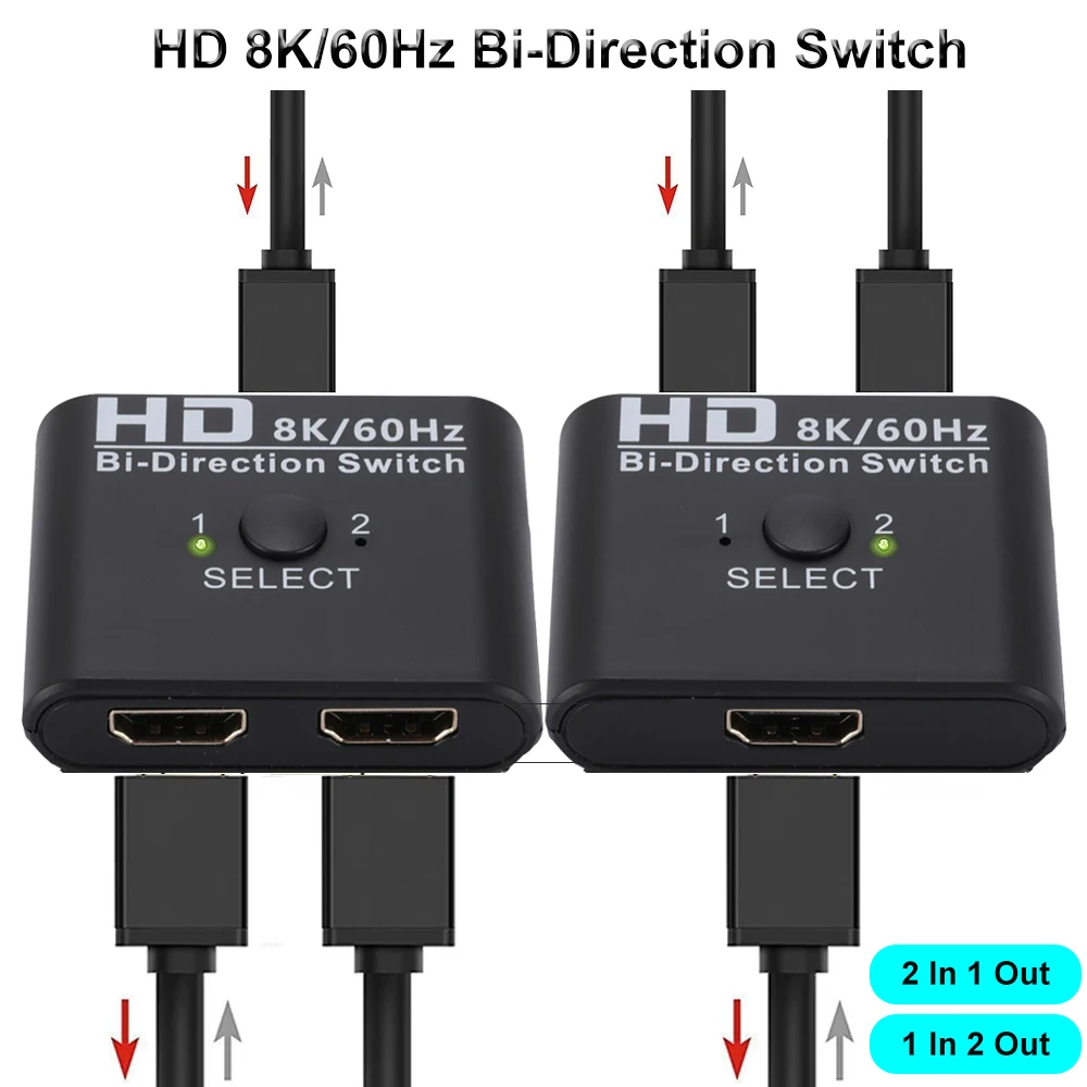 HDMI сплиттер 8K 4K переключатель KVM двунаправленный 1x 2/2x1 HDMI-совместимый переключатель для PS4/3 ТВ-приставки