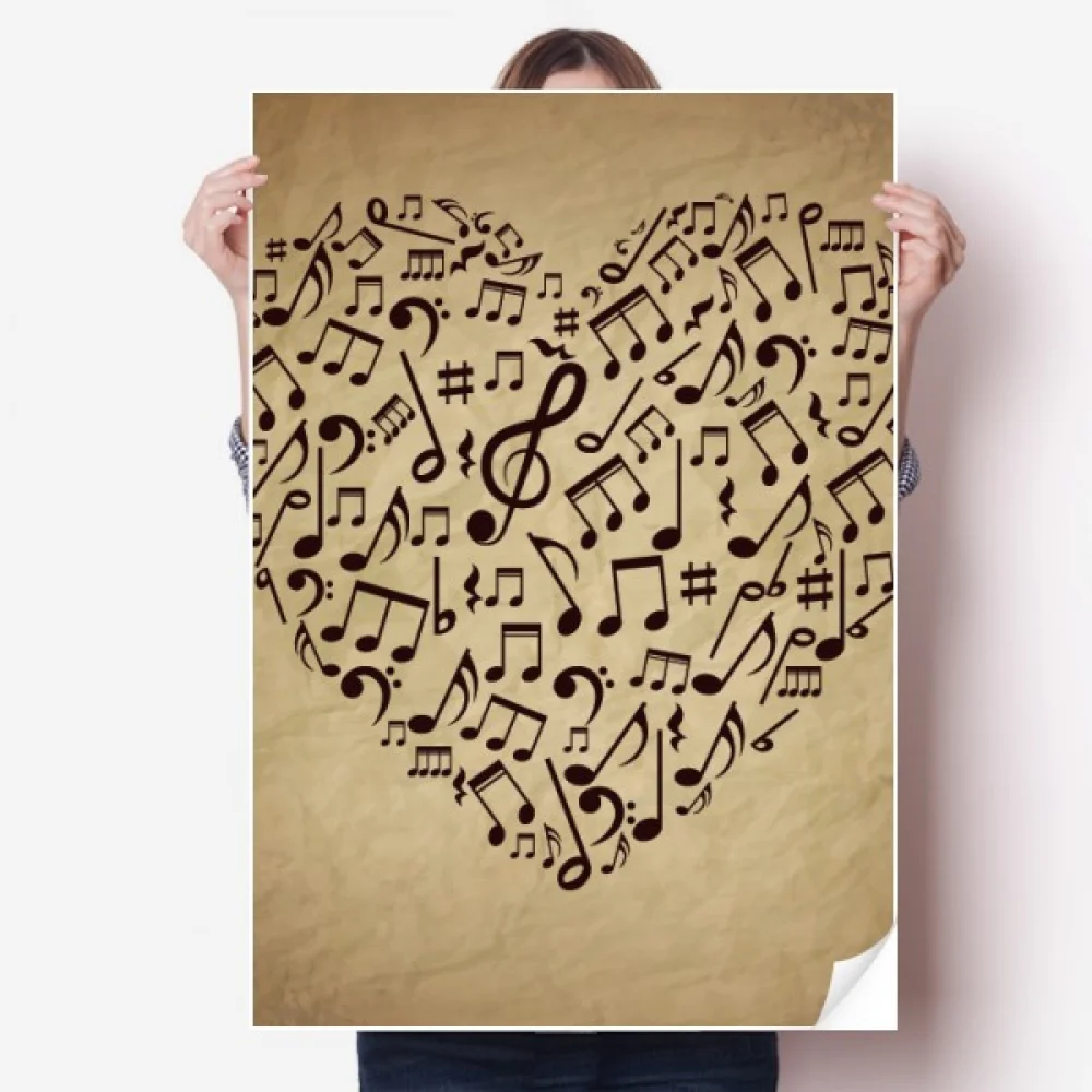 

Paper Texture Heart Music Notes Sticker Decoration Poster Playbill Wallpaper Window Decal