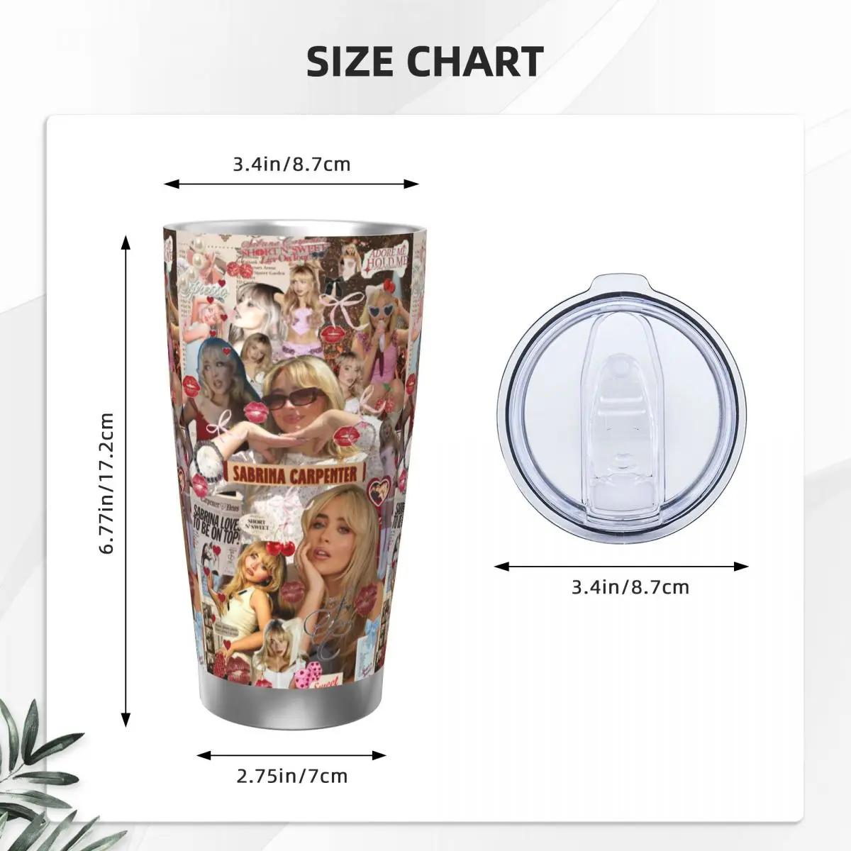S-Sabrina Carpenter Album Singer Stainless Steel Tumbler Vacuum Insulated Mug Thermal Cold Cups Straw With Lid 20oz