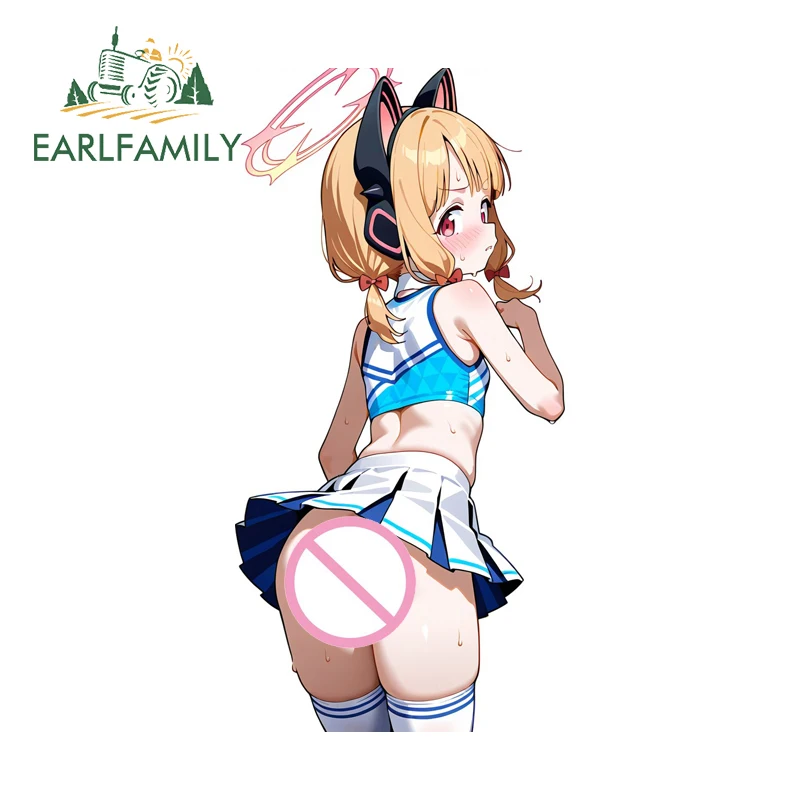 

EARLFAMILY Kawaii Blue Archive Cheerleader Car Sticker Creative Hot Game Sunscreen Trunk Decal Trunk Laptop Vinyl JDM Decoration