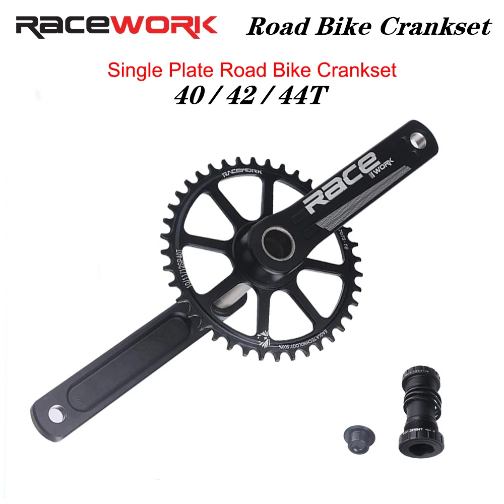 

RACEWORK Road Bike Crankset 40/42/44T GXP Single Chainring 10/11/12 Speed Wide Narrow Sprocket CNC Crank Set 170/172.5/175mm