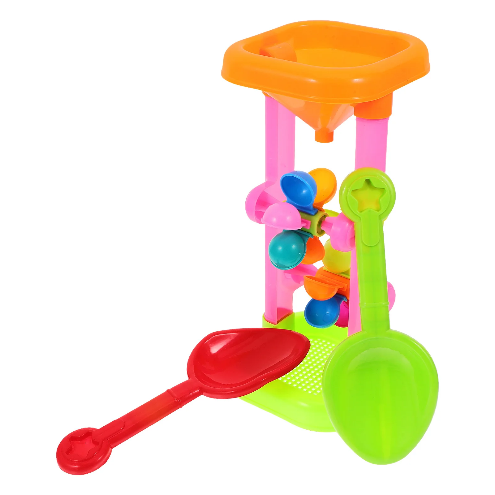 子供用屋外水車砂遊びセット プラスチックビーチふるい漏斗砂時計プレイセット 夏の砂場おもちゃ 子供ビーチアクティビティ