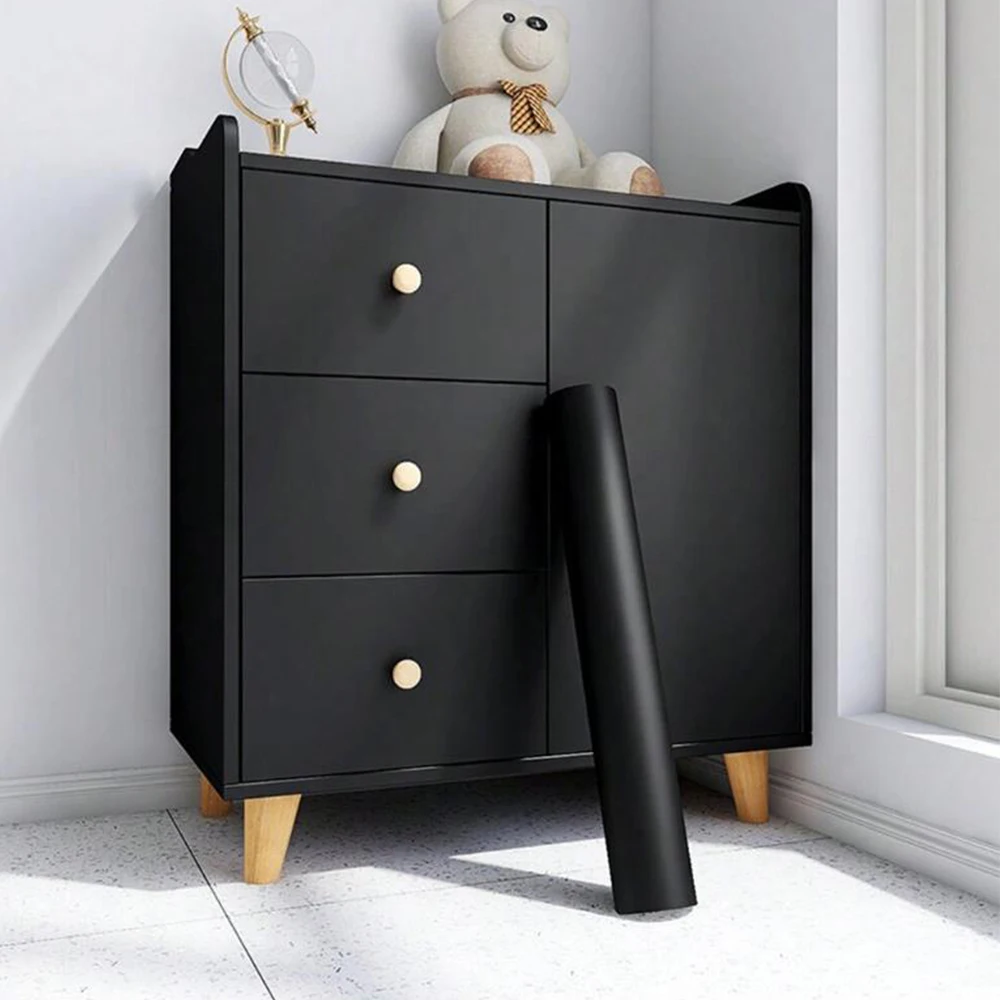 

Черная контактная бумага Peel and Stick, матовая сплошная текстура, самоклеящаяся, съемная, толстая виниловая пленка в рулоне для шкафов, спальни