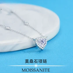 Heart 100% 925 Sterling Silver 0.8ct D Color Heart Moissanite Pendant Necklace For Women Sparkling Wedding Party Jewelry