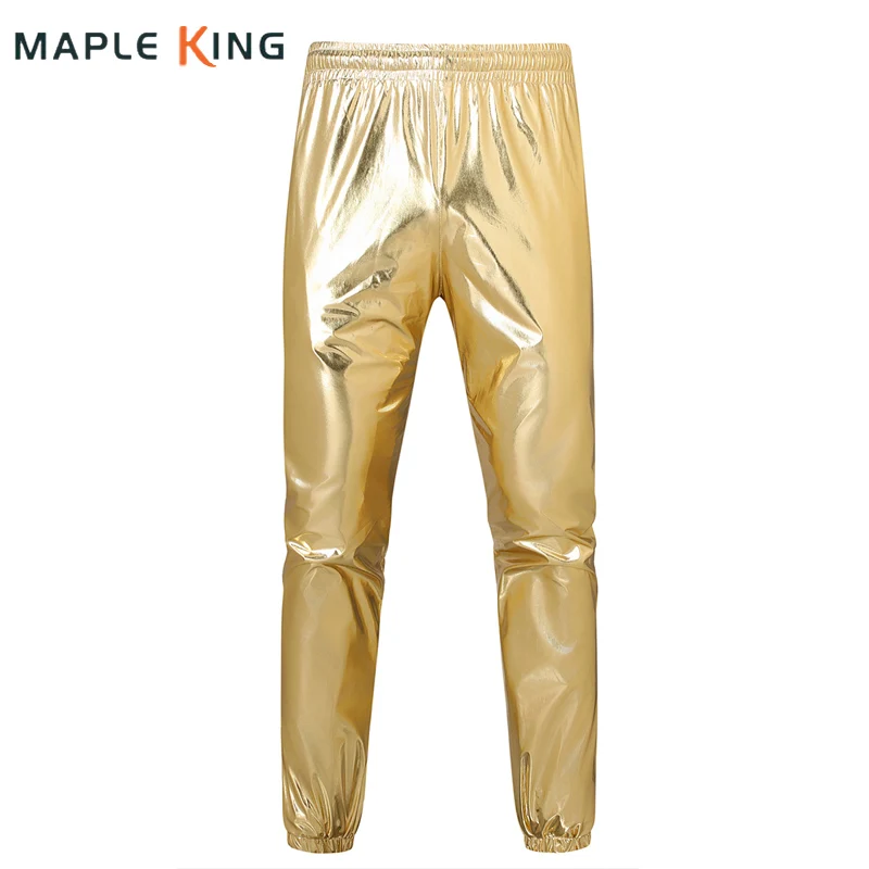 

Jogger Pants Man Luxury Glossy Gold Sliver Designer Clothing Trouser 2025 Nightclub Punk Long Pants for Men Hipster Streetwear
