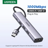 UGREEN USB Ethernet Adaptador 1000/100Mbps USB3.0/USB2.0 HUB USB a RJ45 USB Lan para Laptop PC Xiaomi Mi Box Nintendo Switch Lenovo Macbook Mac OS Windows Linux USB-C HUB USB-A Tarjeta de Red Gigabit Internet Adaptador