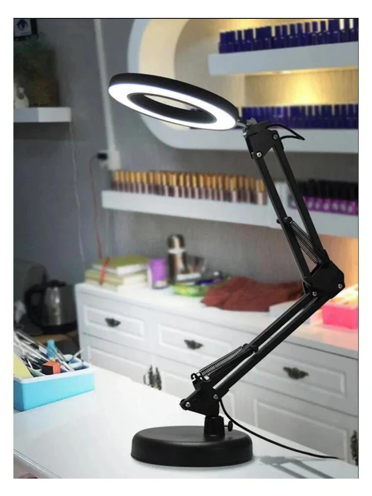 LED Magnifying Glass 8X with Clamp 3 Color Modes Adjustable Swivel Arm Lighted Magnifying Glass Desk Lamp for Repair Craft Work