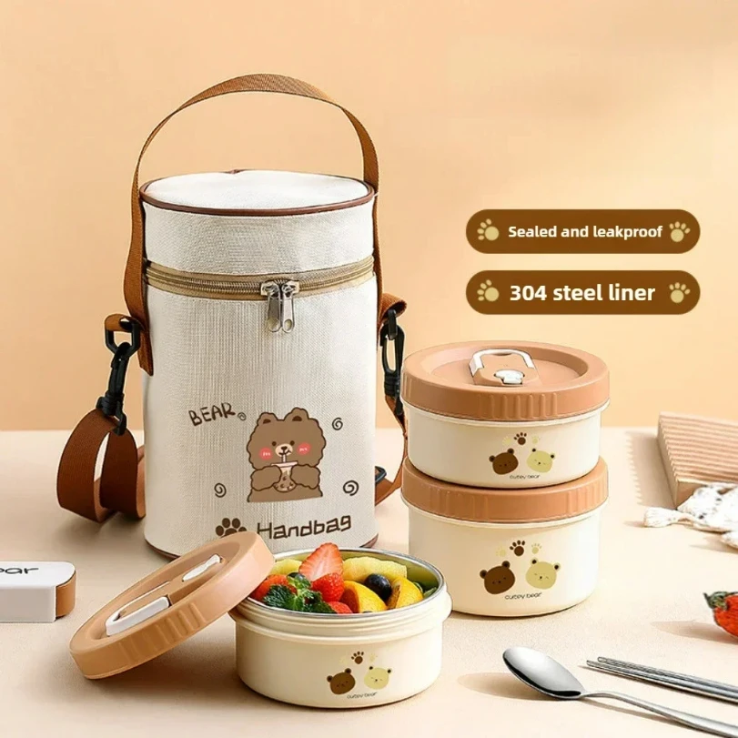Portable Sealed Insulated Lunch Box 304 Stainless Steel Bento Box Stackable Microwavable Food Container Insulated Food Container