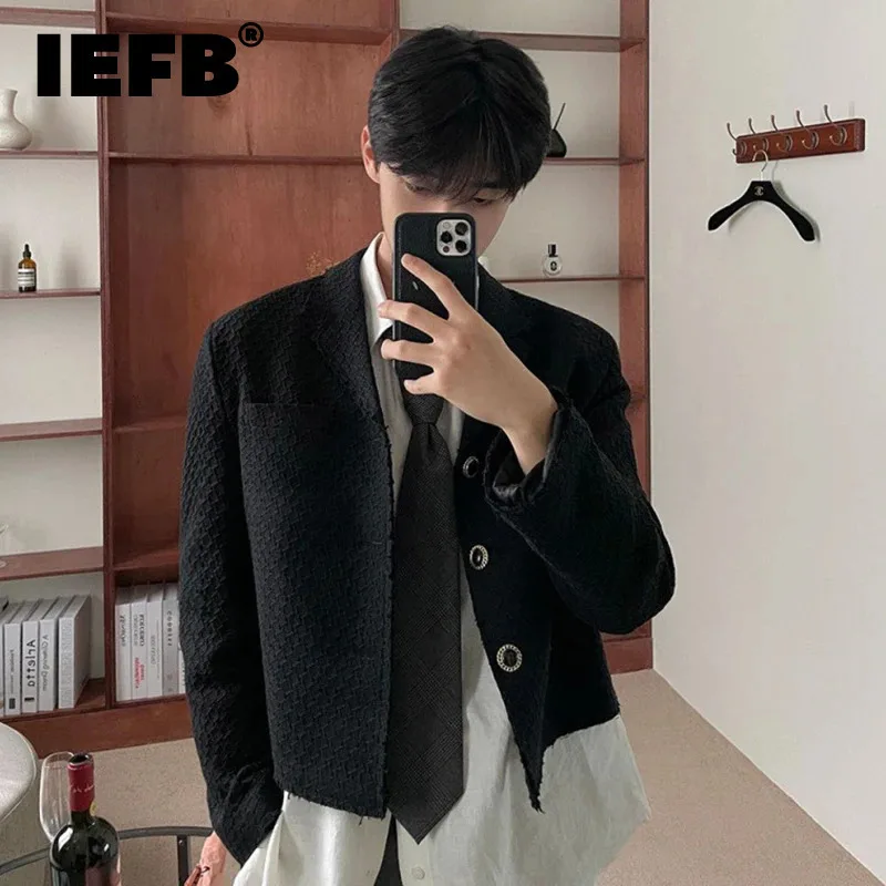 IEFB Simple Men's Jackets Casual Single Breasted Chic Button Solid Color Male Coats Loose Menwear Clothing Autumn 2024 9C6817