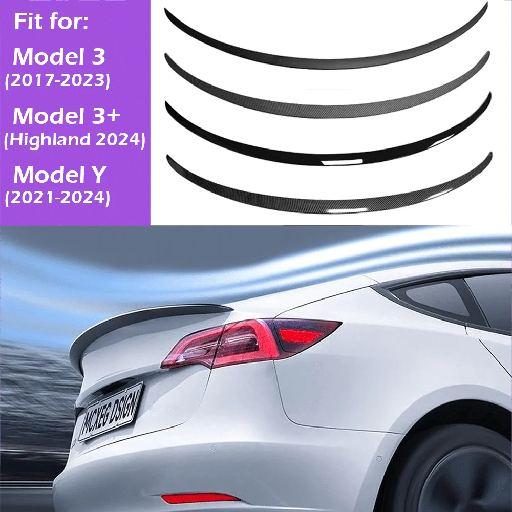 

Rear Spoiler Wings ABS for Tesla Model Y Model 3 Highland 2017-2024 Rear Trunk Spoiler Lip Tail Wing Rear Trunk Lid ABS