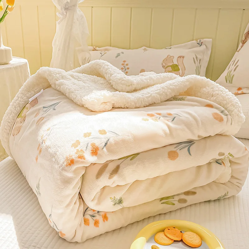 

Spring and Autumn Milk Velvet Blanket Lamb Cashmere Flannel Cartoon Blanket Bed Single Student Dormitory Coral Velvet Quilt