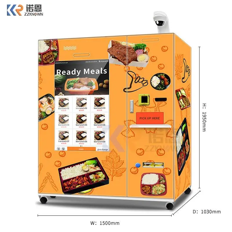 Automatic Frozen Food Vending Machine Frozen Meal Box Bento  Vending With Microwave Heating Function