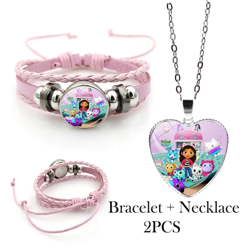 Gabby poppenhuis meisje armbanden + ketting sieraden set 2 stuks vrouwelijke kawaii ketting ketting accessoires meisje partij verjaardagscadeau speelgoed