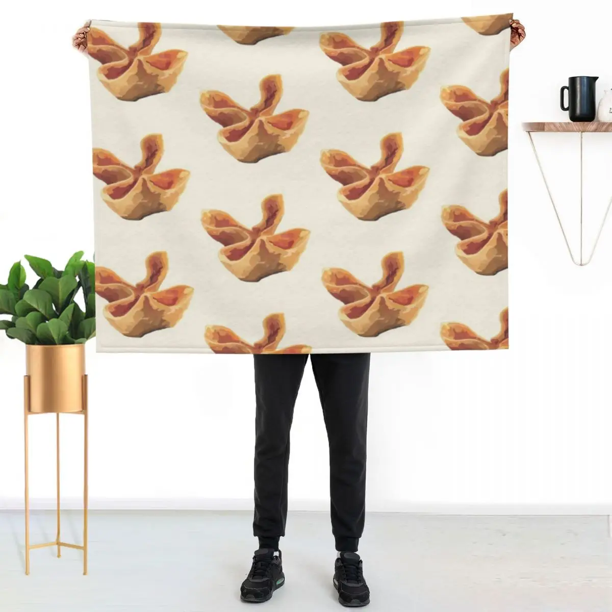 

Crab Rangoon Throw Blanket Travel Size Cozy Blanket for Plane Train