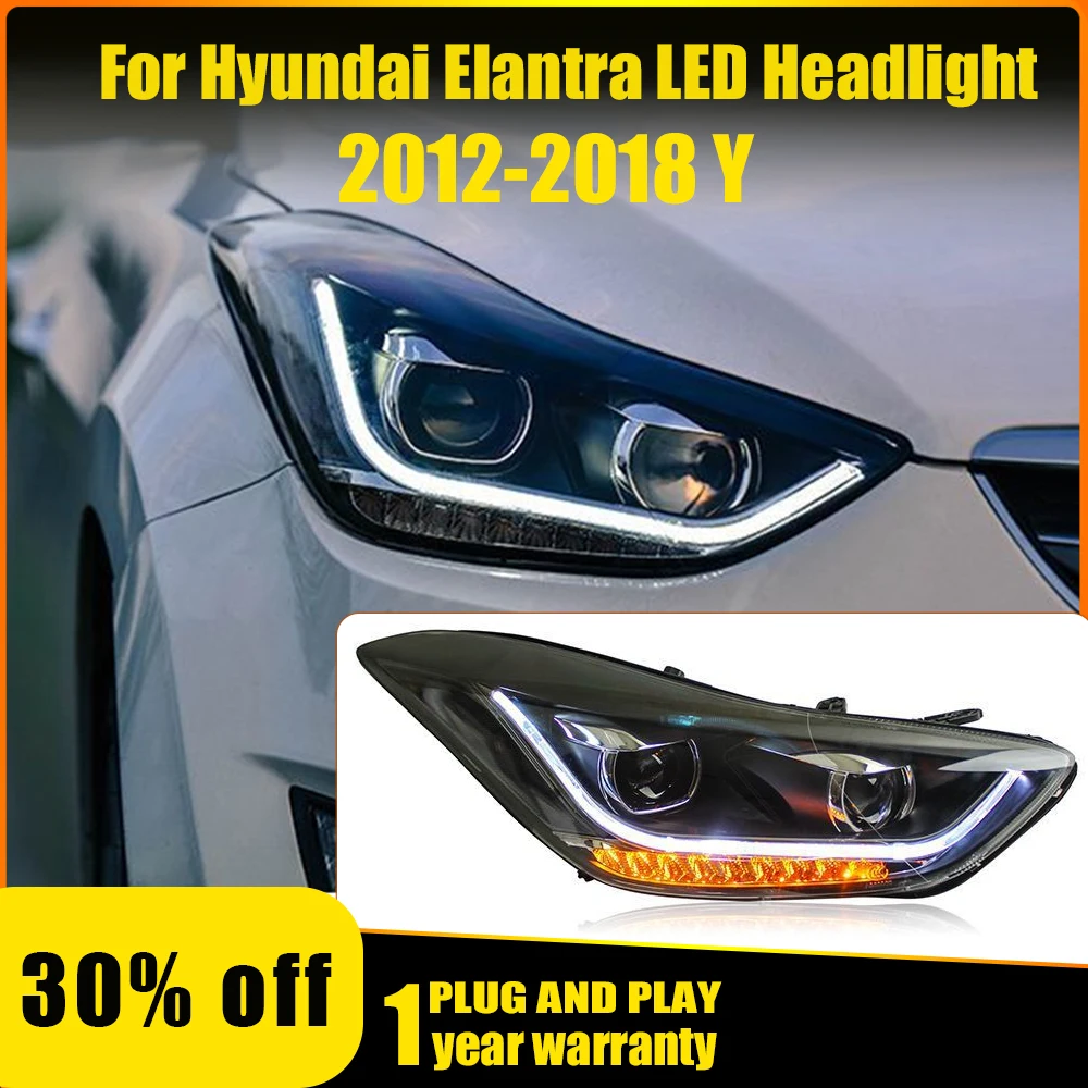 

Автомобильная фара для Hyundai Elantra светодиодный фара 2012-2018 фары Elantra DRL сигнал поворота Дальний свет ангельские глазки