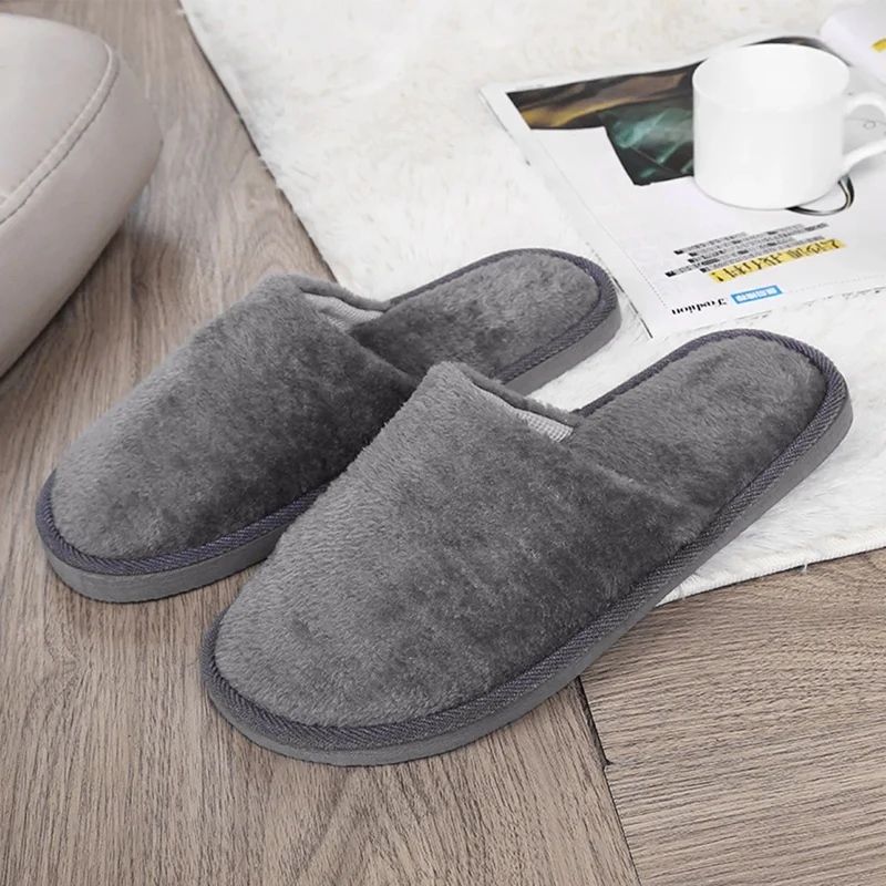 Winter Slippers Men Shoes Warm Home Plush Soft Slippers Indoors Anti-slip Floor Bedroom Shoes Chausson Hommeтапочки для дома