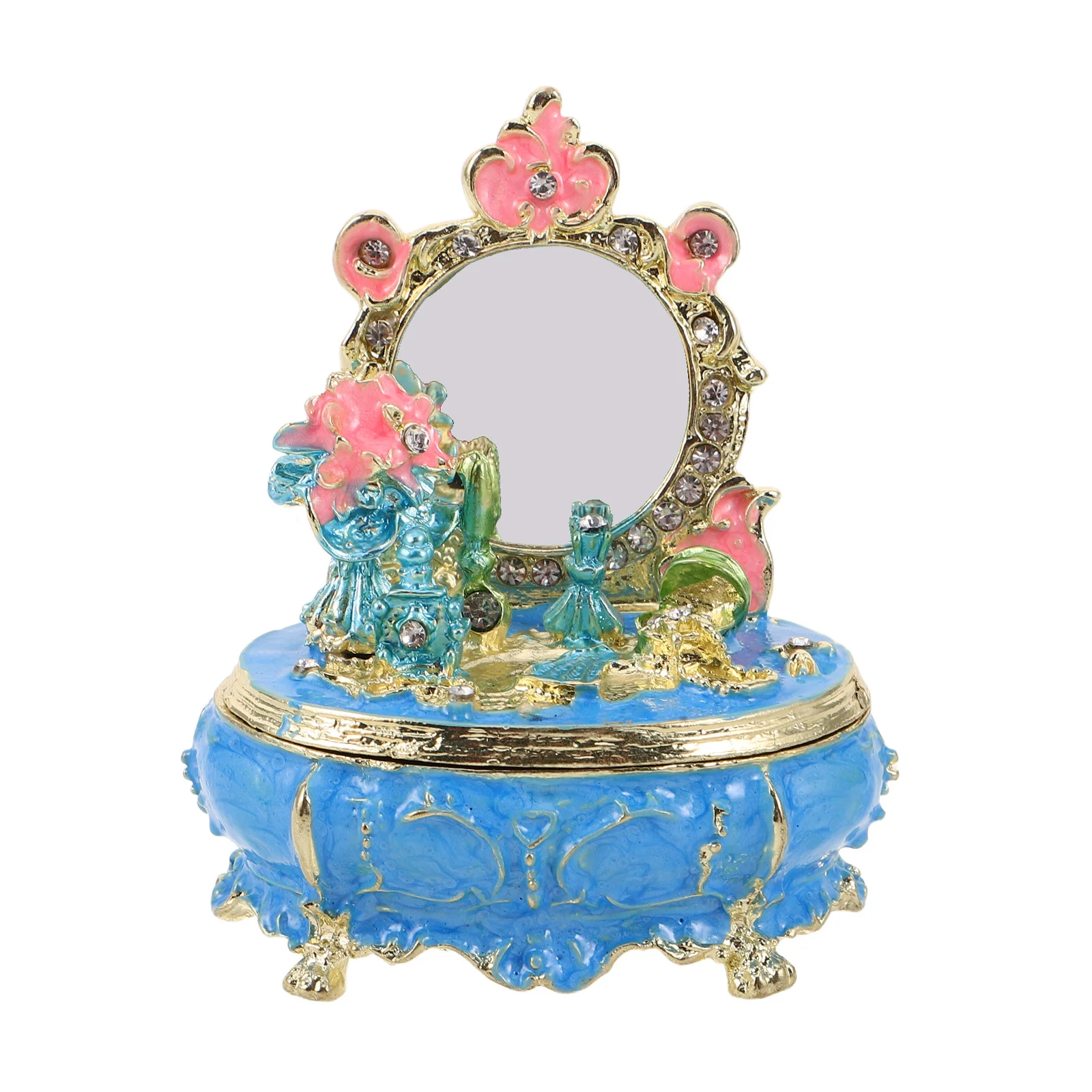 Enamel Trinket Box Hand Painted Jewelry Organizer Hinged Lid Keepsake Storage Jar For Women Girls Wedding Favor Candy