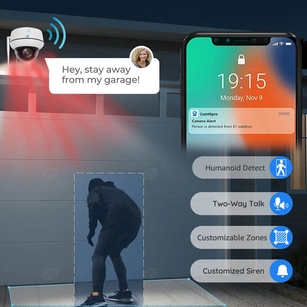 Imagem -04 - Wifi Dome Ptz Câmera ao ar Livre Humanóide Rastreamento Câmera ip Interior Áudio Bidirecional sem Fio Câmeras de Vigilância de Segurança em Casa 4k 8mp